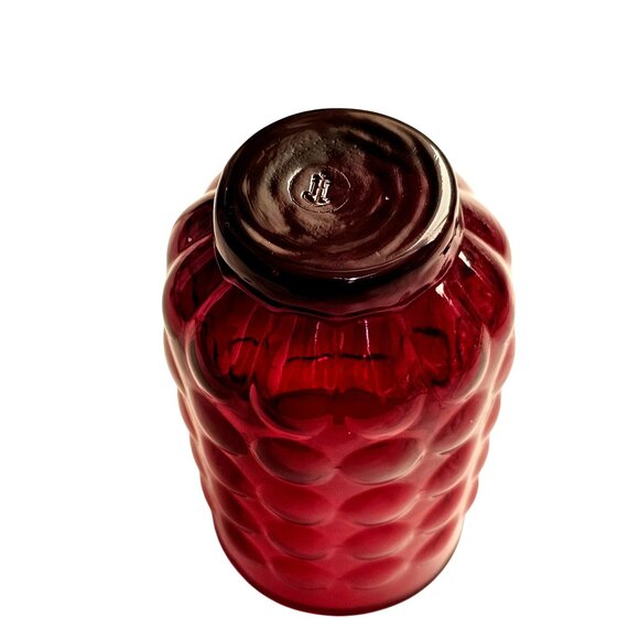 4 Anchor Hocking Bubble Ruby Juice Glasses 3.5" vtg red glassware 6oz - Picture 7 of 9